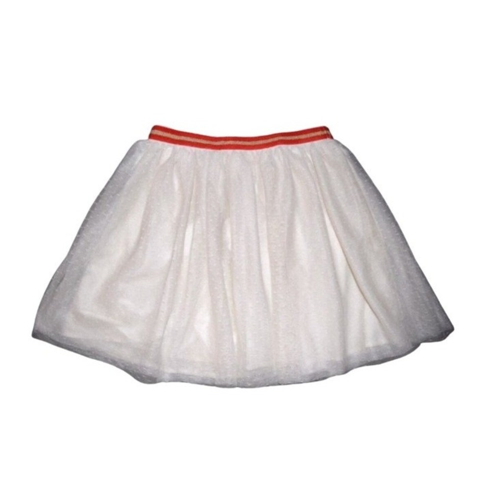 Gymboree Girls White Swiss Dot Skirt Red Waistband Size M 7/8 tulle Skirt